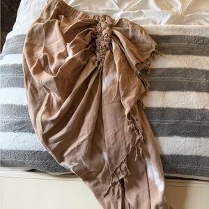 Chic Tan Ruched Women's High Low Skirt JBQ